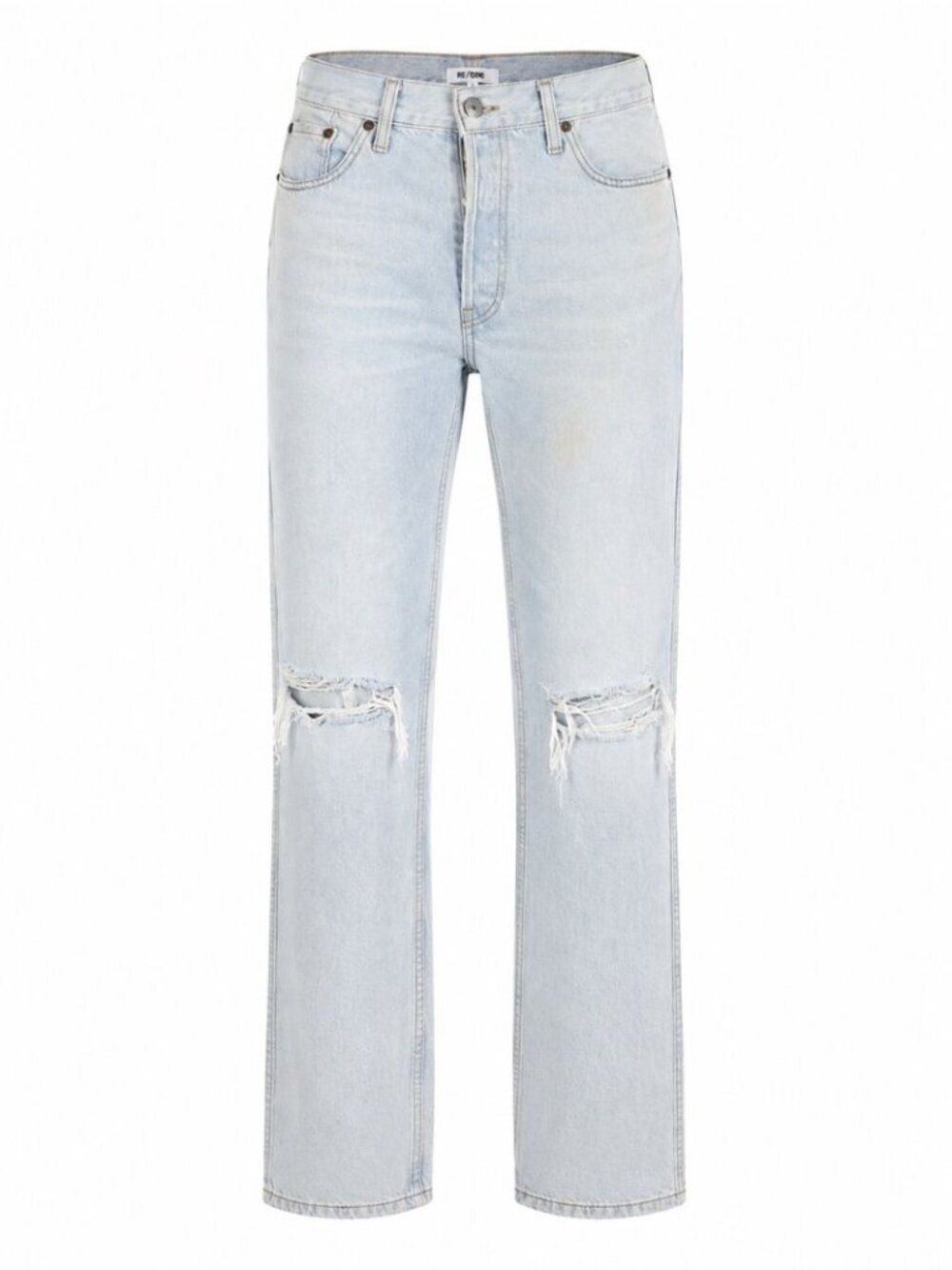 RE/DONE 90s High Rise Straight Jeans Light Wash 28 Distressed Premium Denim